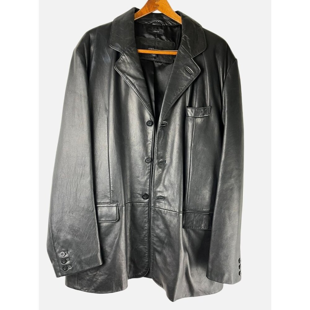 VTG Claiborne Luxury Street Black Lambskin Leather Long Jacket, Women's  XL